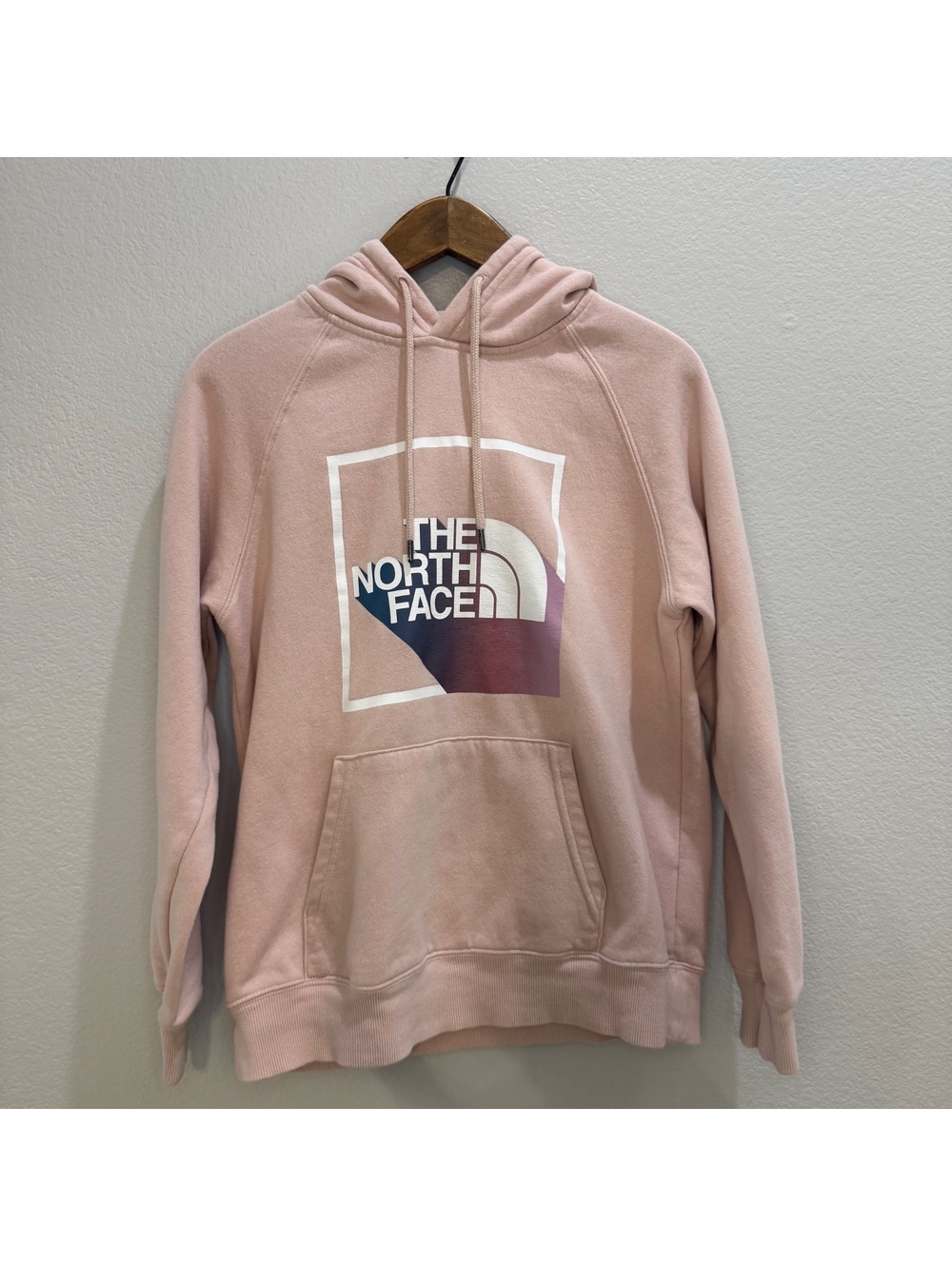 The North Face Women's Small Pink Hoodie with Logo Print and Hooded Design